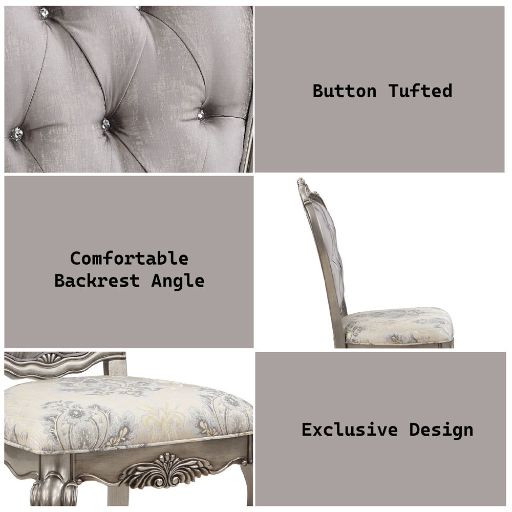 Ariadne Side Chair (Set-2) Velvet & Antique Plantinum. Picture 7