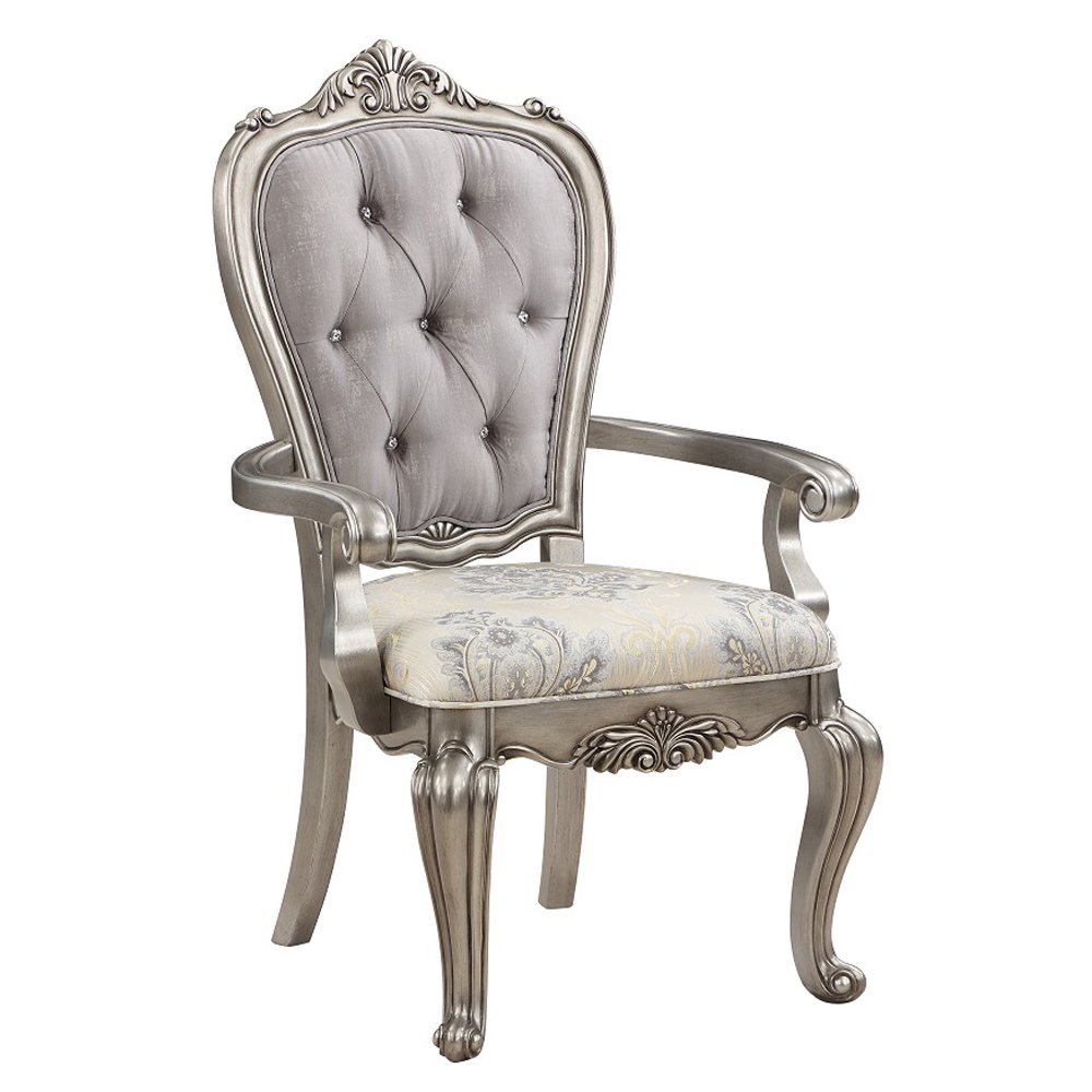 Ariadne Arm Chair (Set-2) Velvet & Antique Plantinum. Picture 2