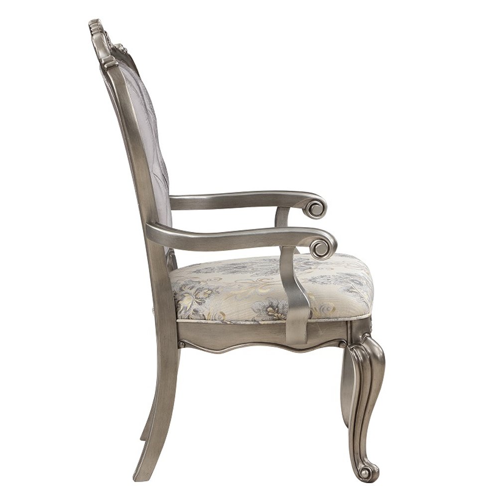 Ariadne Arm Chair (Set-2) Velvet & Antique Plantinum. Picture 4