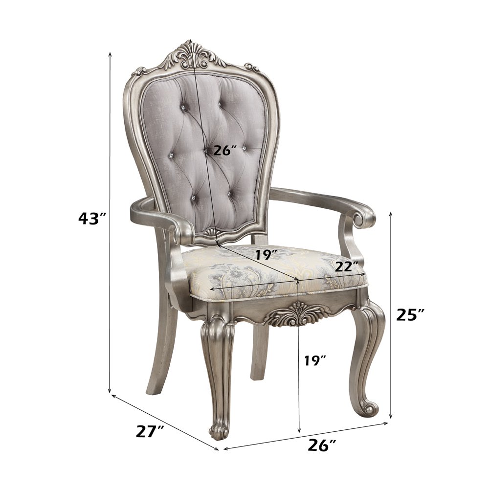 Ariadne Arm Chair (Set-2) Velvet & Antique Plantinum. Picture 6