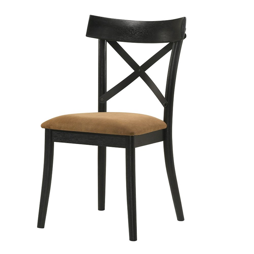 Hillary Side Chair(Set-2) Brown Leathaire & Black. Picture 2