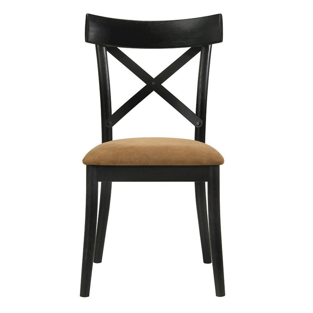 Hillary Side Chair(Set-2) Brown Leathaire & Black. Picture 3