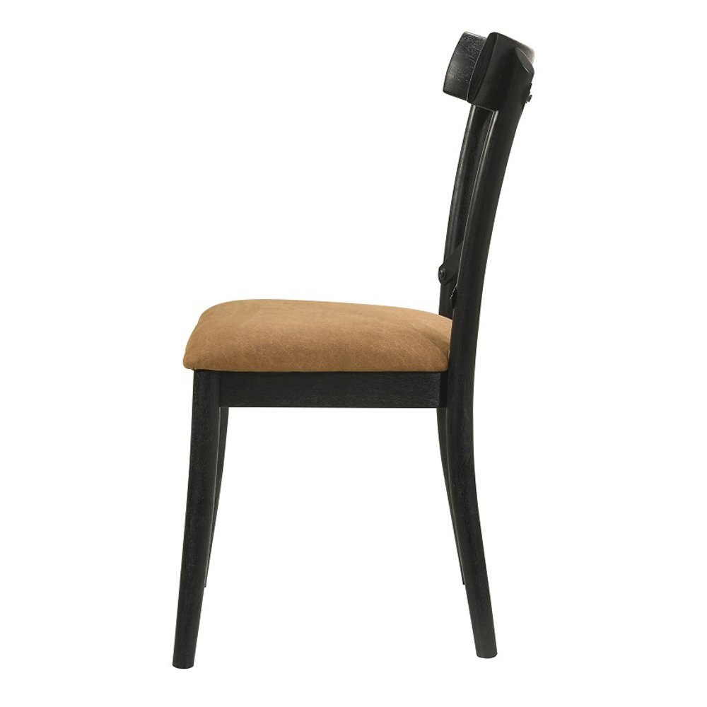 Hillary Side Chair(Set-2) Brown Leathaire & Black. Picture 4