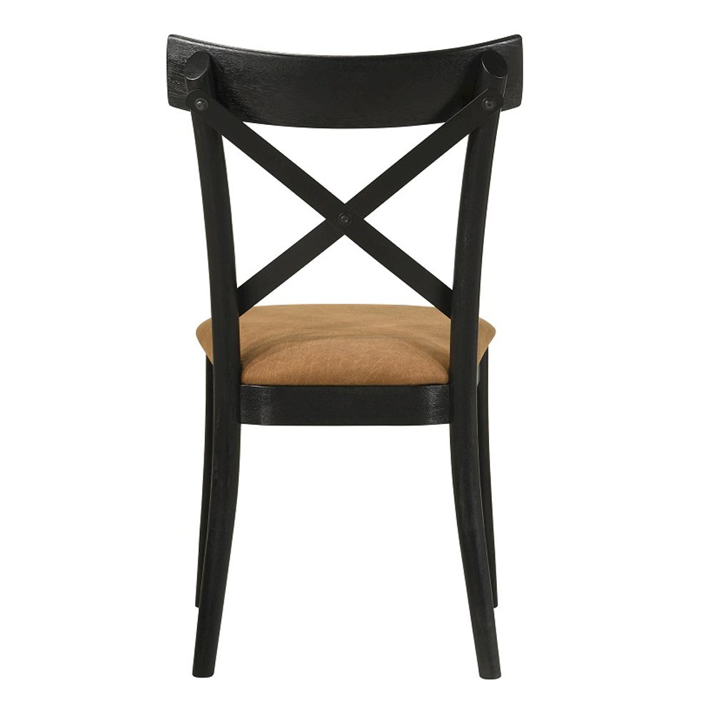 Hillary Side Chair(Set-2) Brown Leathaire & Black. Picture 5