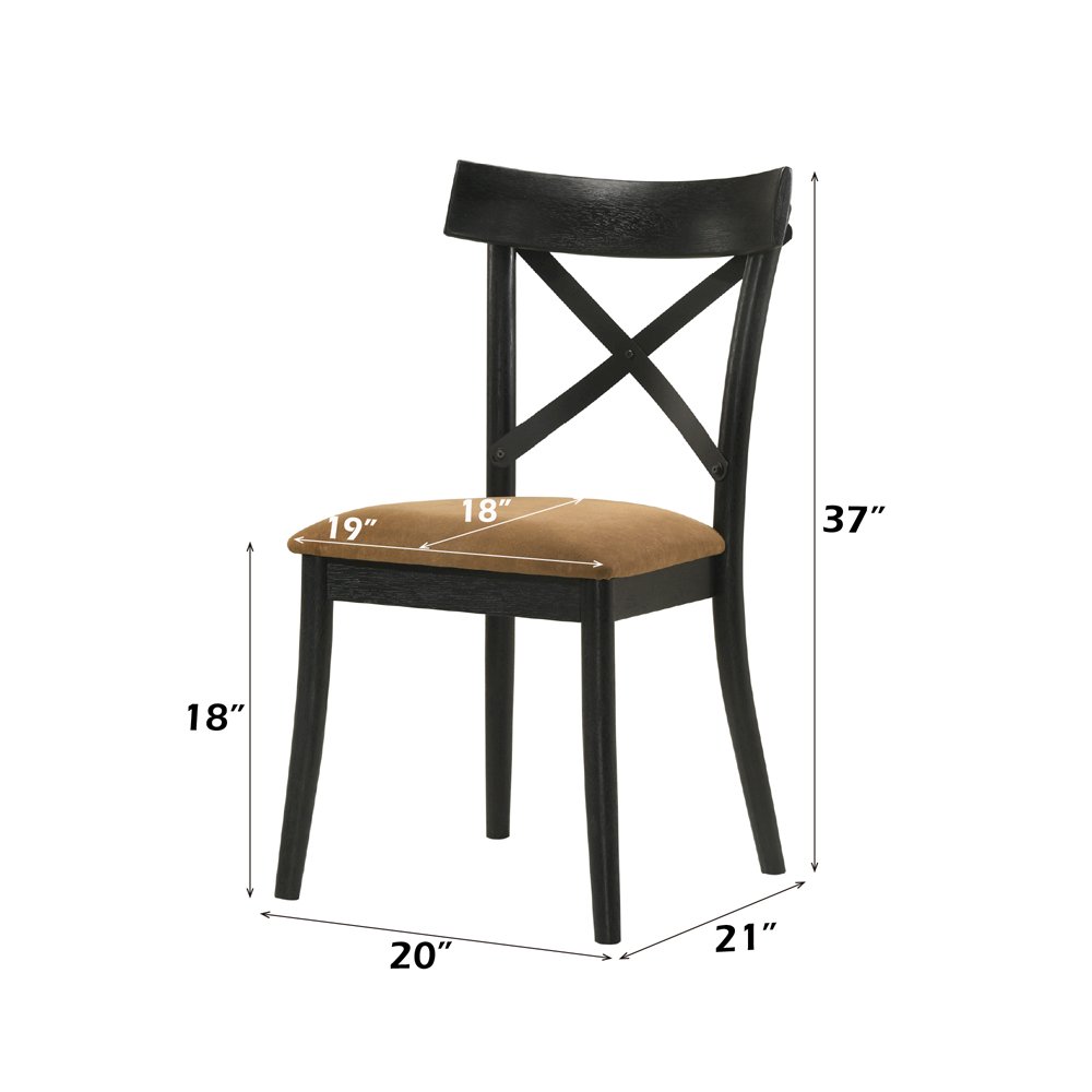 Hillary Side Chair(Set-2) Brown Leathaire & Black. Picture 8