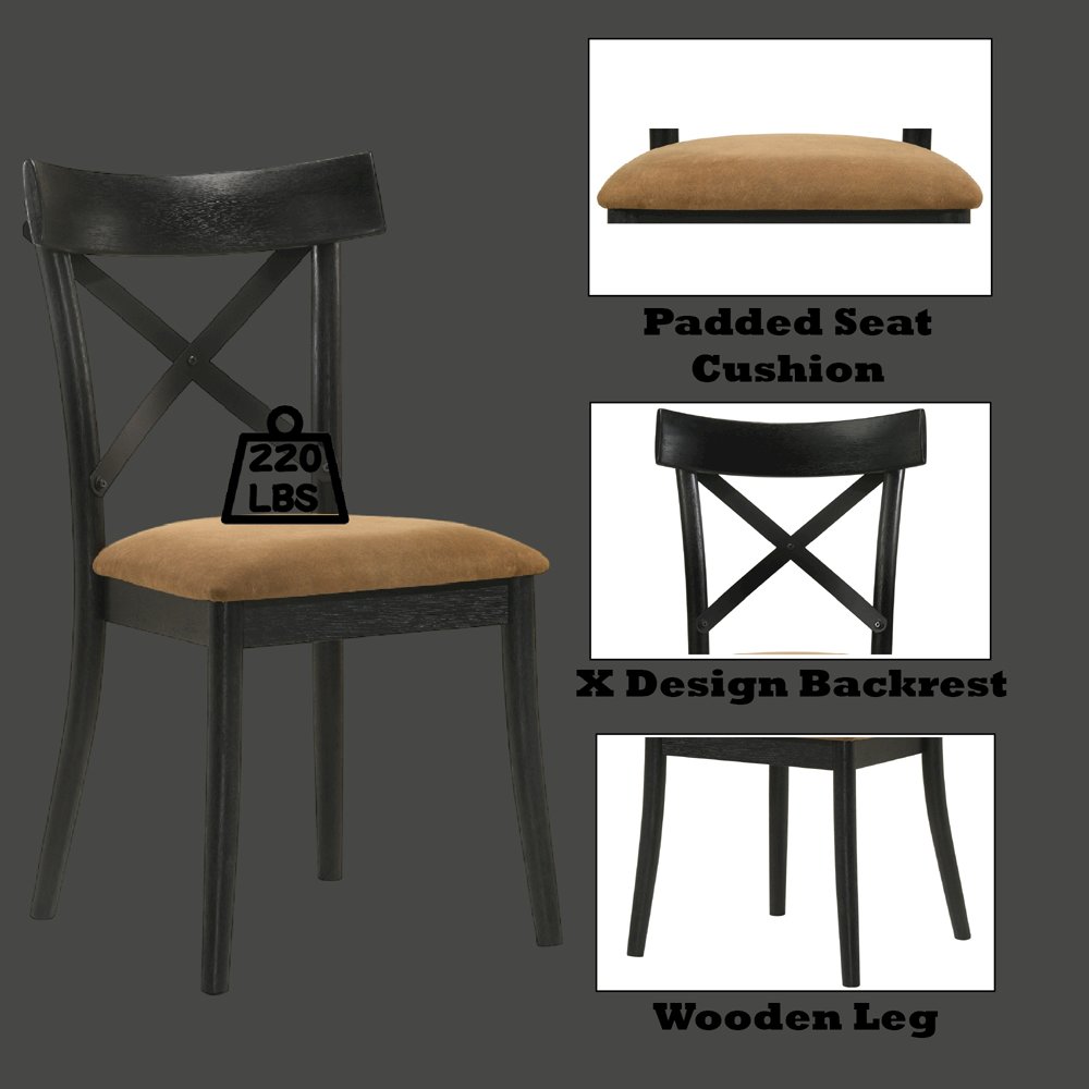 Hillary Side Chair(Set-2) Brown Leathaire & Black. Picture 9