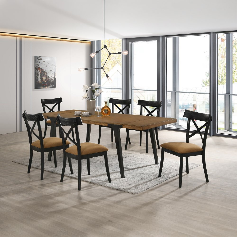 Hillary Side Chair(Set-2) Brown Leathaire & Black. Picture 7