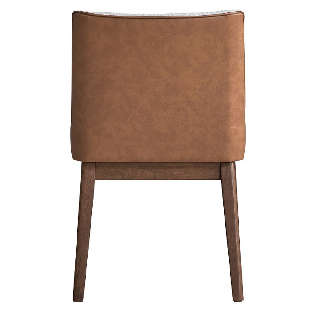Ginny Side Chair (Set-2) White Boucle, Brown Velvet & Walnut. Picture 4