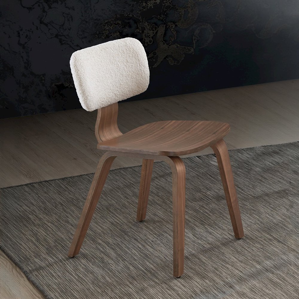 Casson Side Chair (Set-2) White Boucle & Walnut. Picture 1