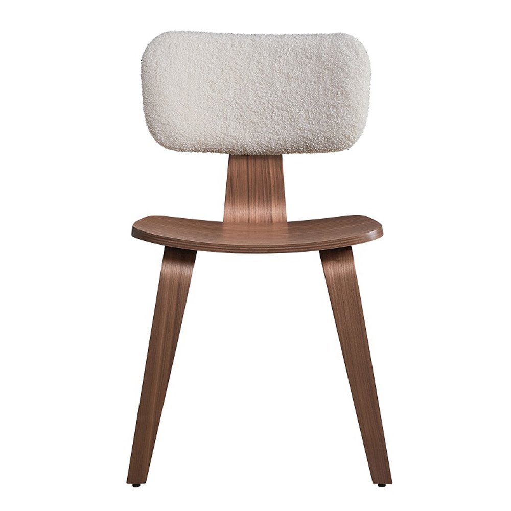 Casson Side Chair (Set-2) White Boucle & Walnut. Picture 3