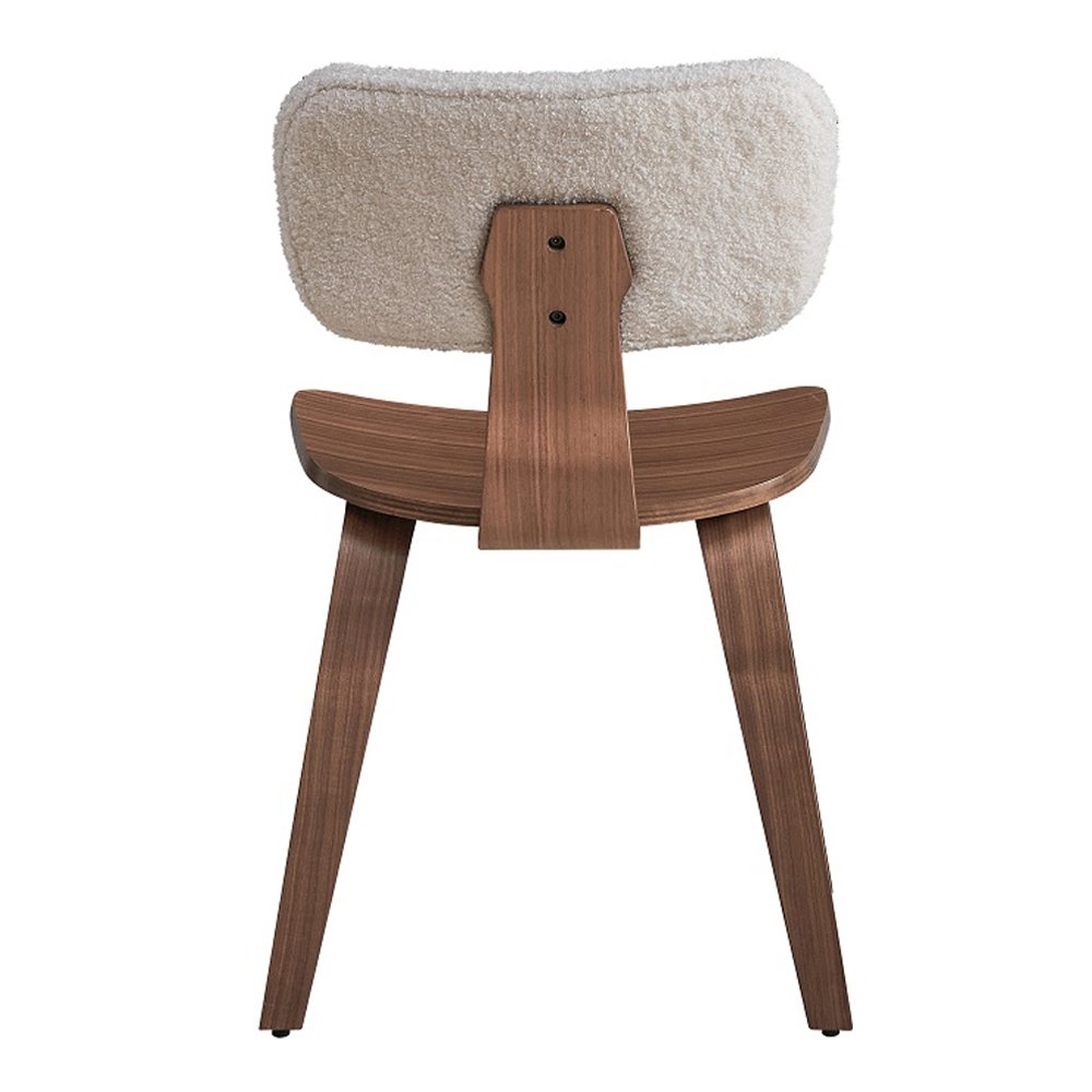 Casson Side Chair (Set-2) White Boucle & Walnut. Picture 4