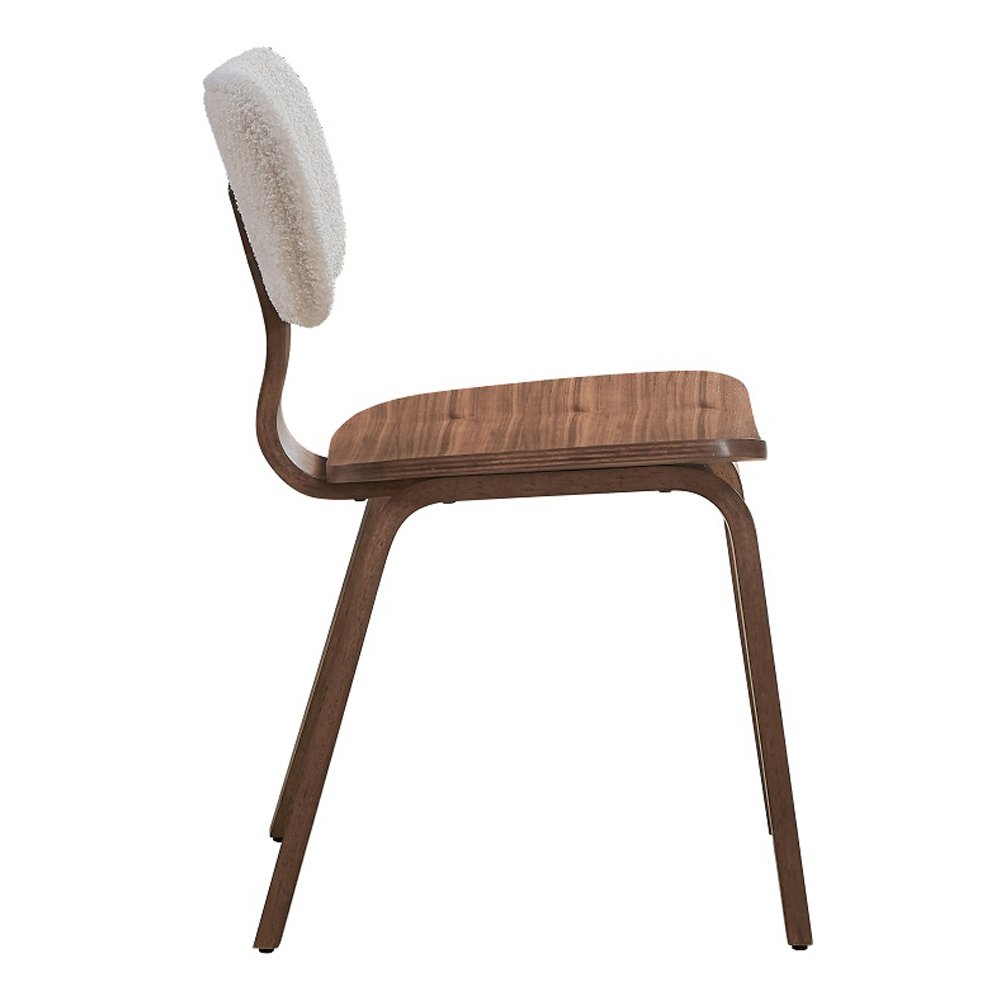 Casson Side Chair (Set-2) White Boucle & Walnut. Picture 5