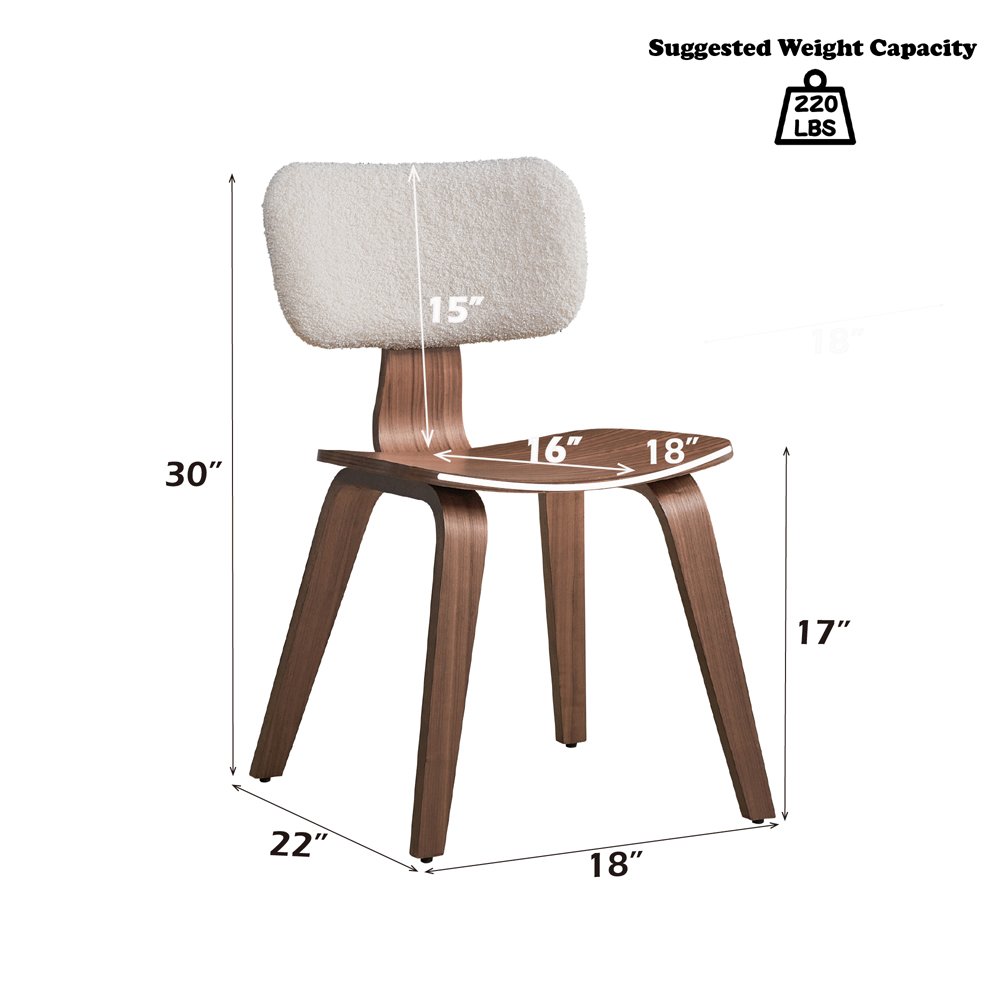 Casson Side Chair (Set-2) White Boucle & Walnut. Picture 8