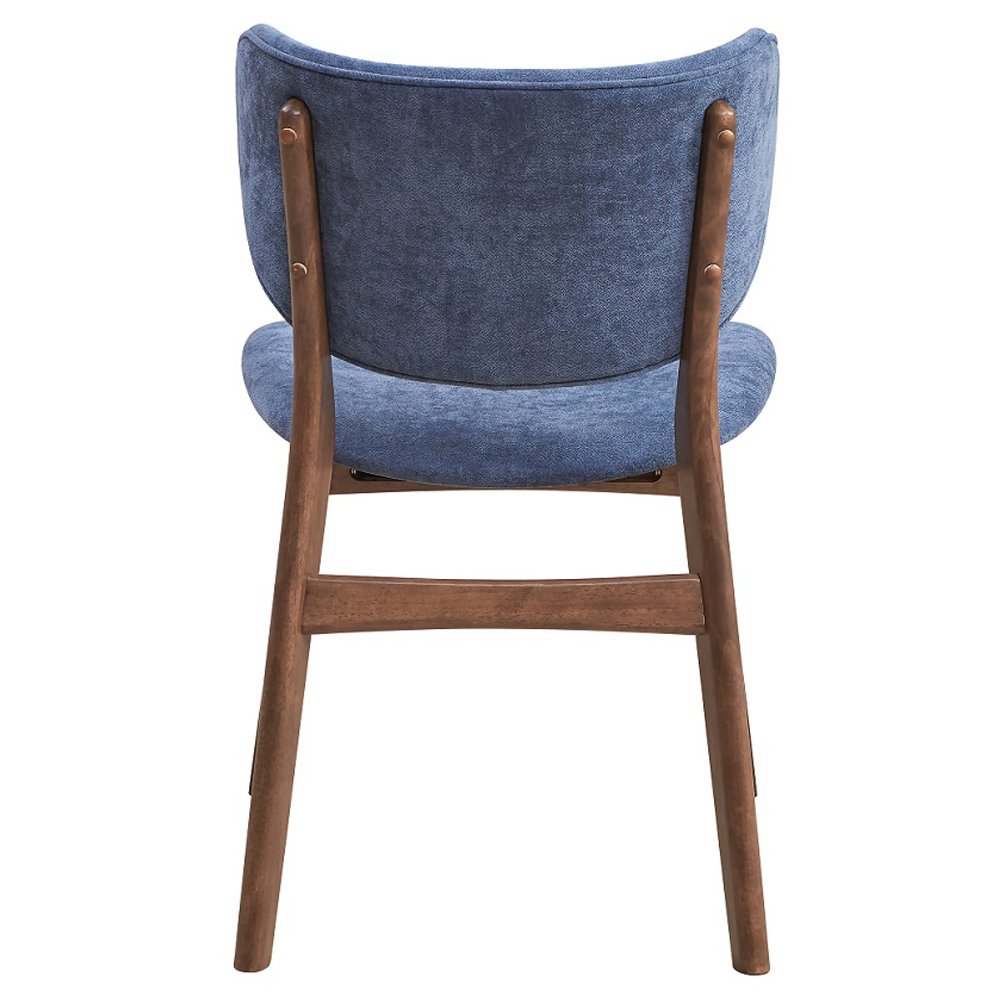 Bevis Side Chair (Set-2) Blue Fabric & Walnut. Picture 5