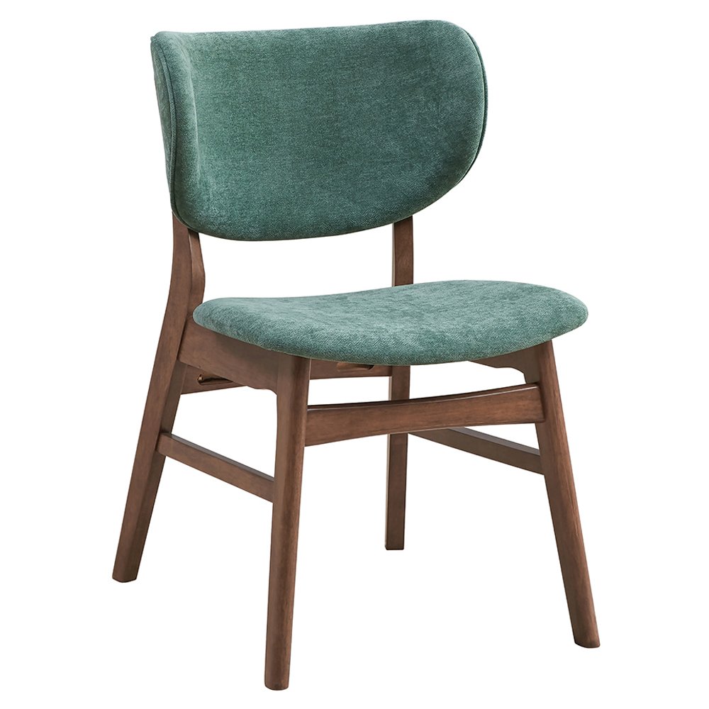 Bevis Side Chair (Set-2) Green Fabric & Walnut. Picture 2