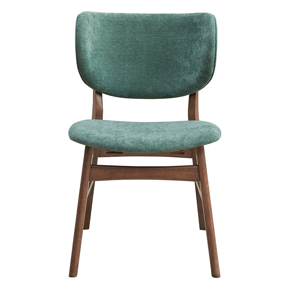 Bevis Side Chair (Set-2) Green Fabric & Walnut. Picture 3