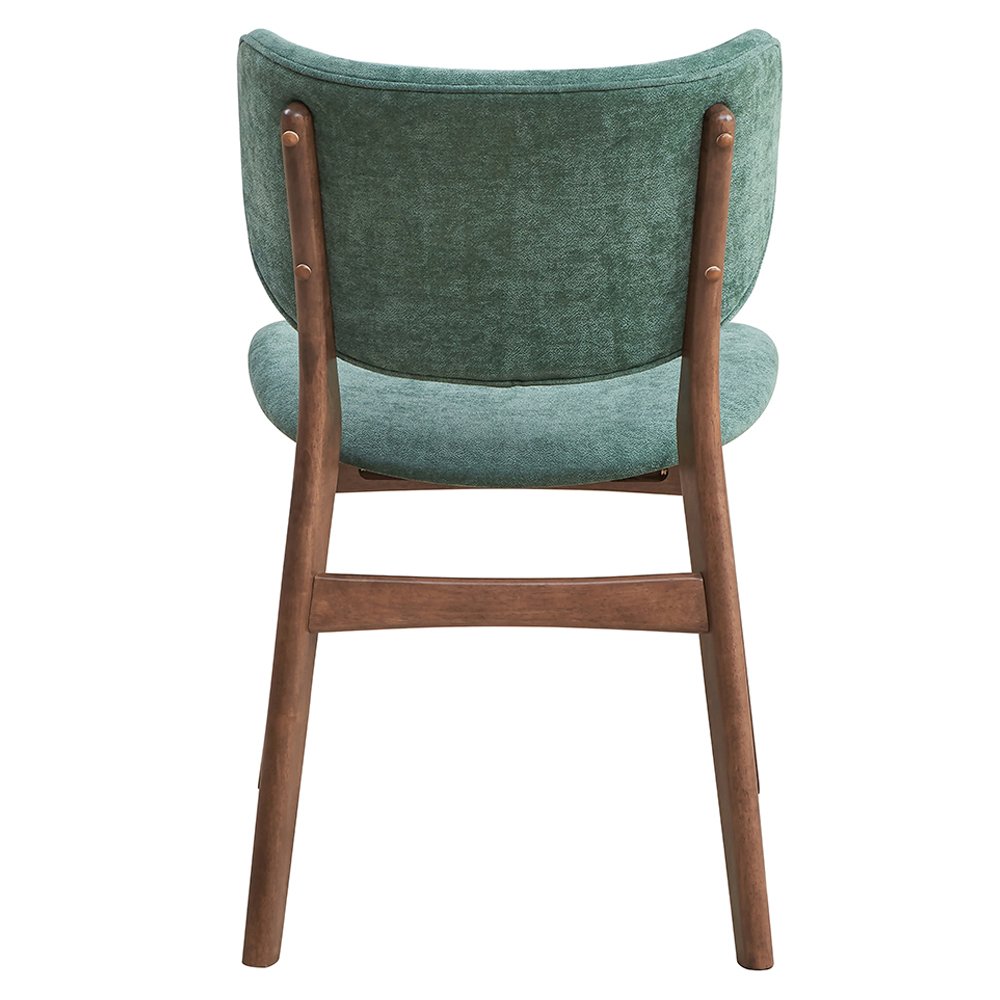 Bevis Side Chair (Set-2) Green Fabric & Walnut. Picture 5