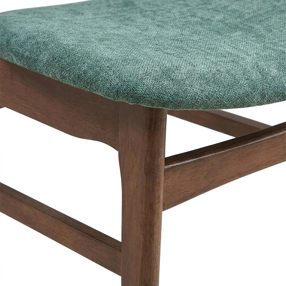 Fabric Dining Side Chairs, Scandinavian, Green Fabric & Walnut, Set of 2. Picture 8