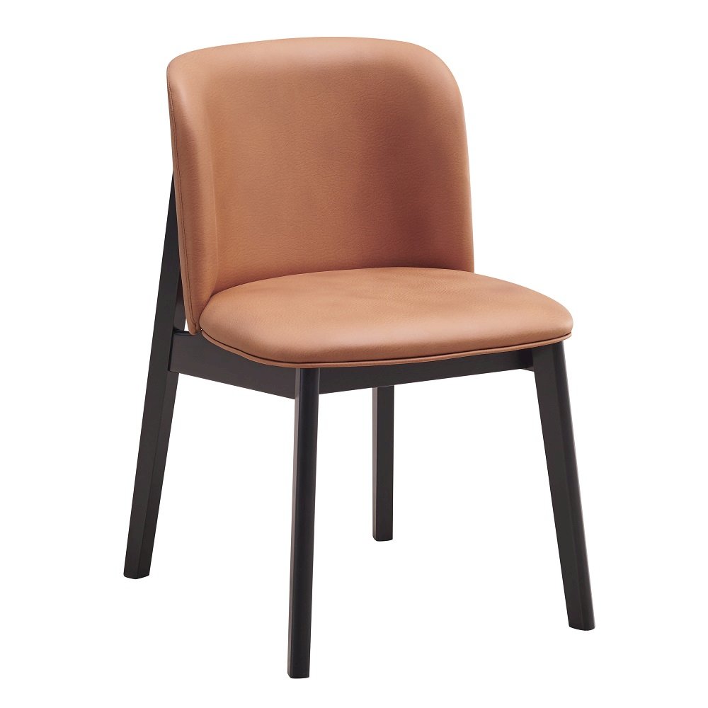 Eliora Side Chair (Set-2) Camel Polish Mircofiber & Black. Picture 2