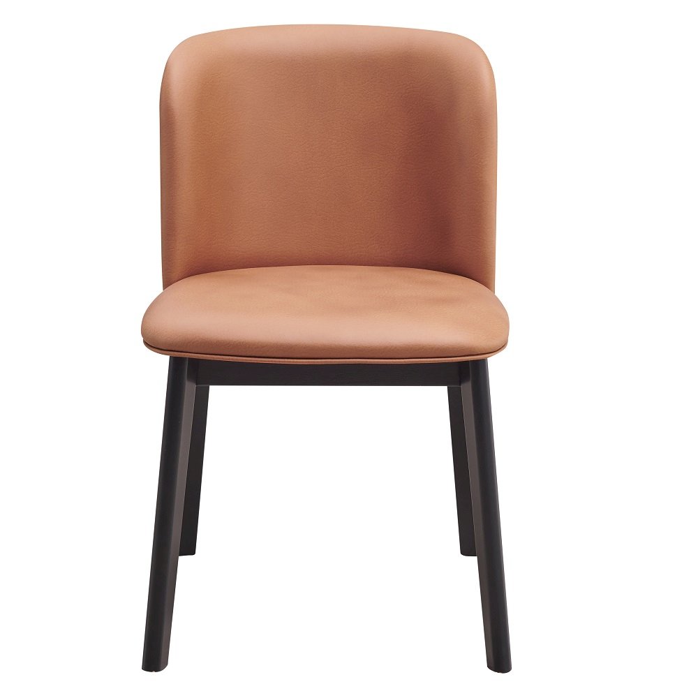 Eliora Side Chair (Set-2) Camel Polish Mircofiber & Black. Picture 3