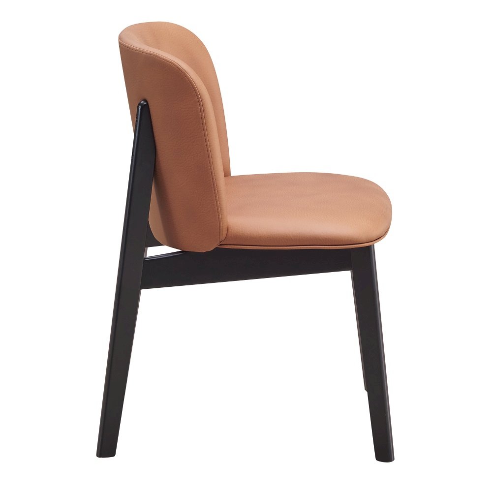Eliora Side Chair (Set-2) Camel Polish Mircofiber & Black. Picture 8