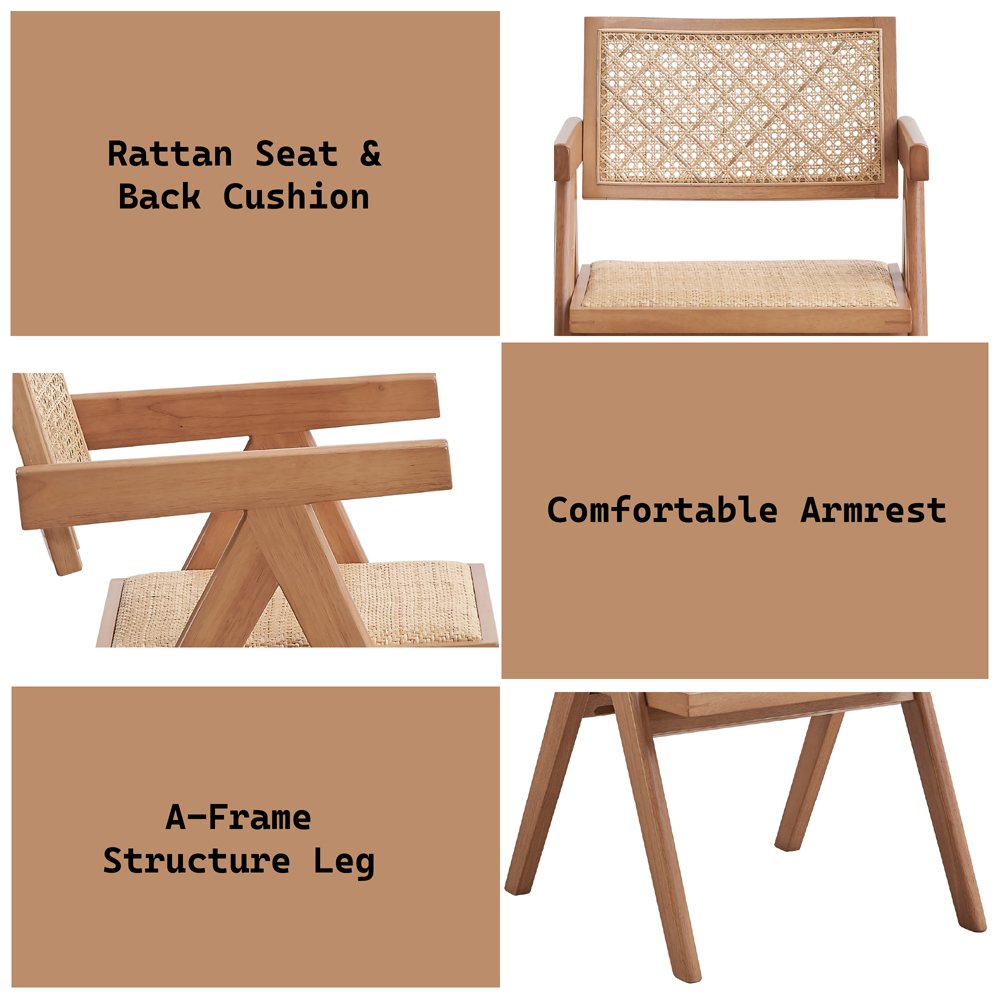 Velentina Arm Chair (Set-2) Rattan & Natural. Picture 8