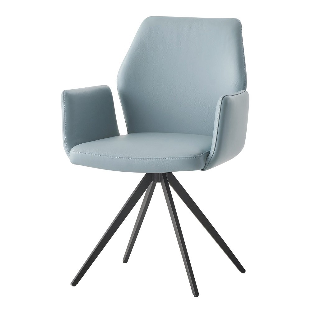 Segismunda Arm Chair w/Swivel Baby Blue Leather & Black. Picture 1