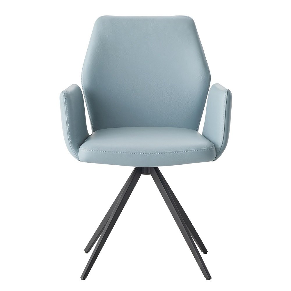 Segismunda Arm Chair w/Swivel Baby Blue Leather & Black. Picture 2