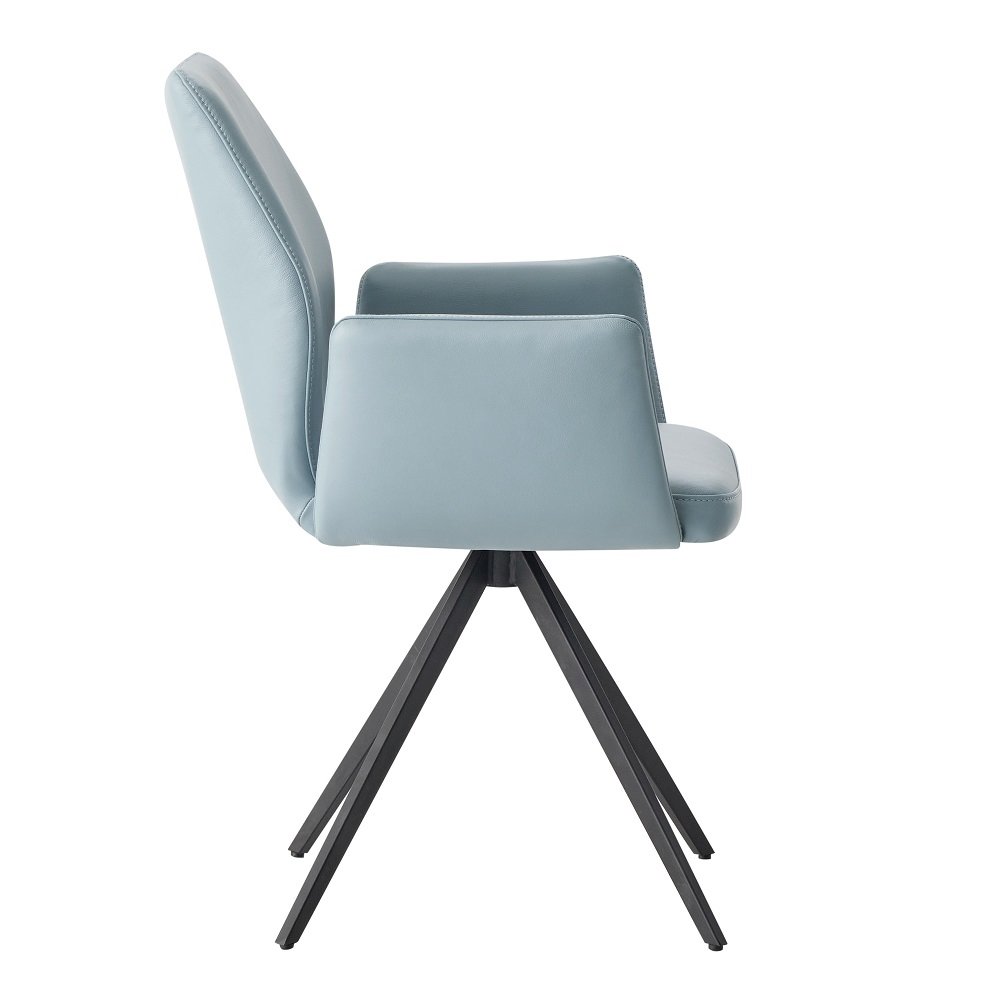 Segismunda Arm Chair w/Swivel Baby Blue Leather & Black. Picture 3