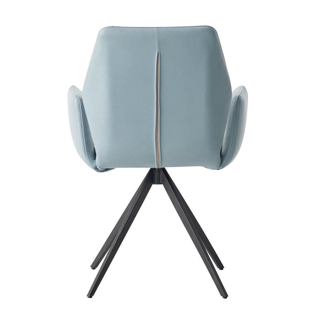 Segismunda Arm Chair w/Swivel Baby Blue Leather & Black. Picture 4