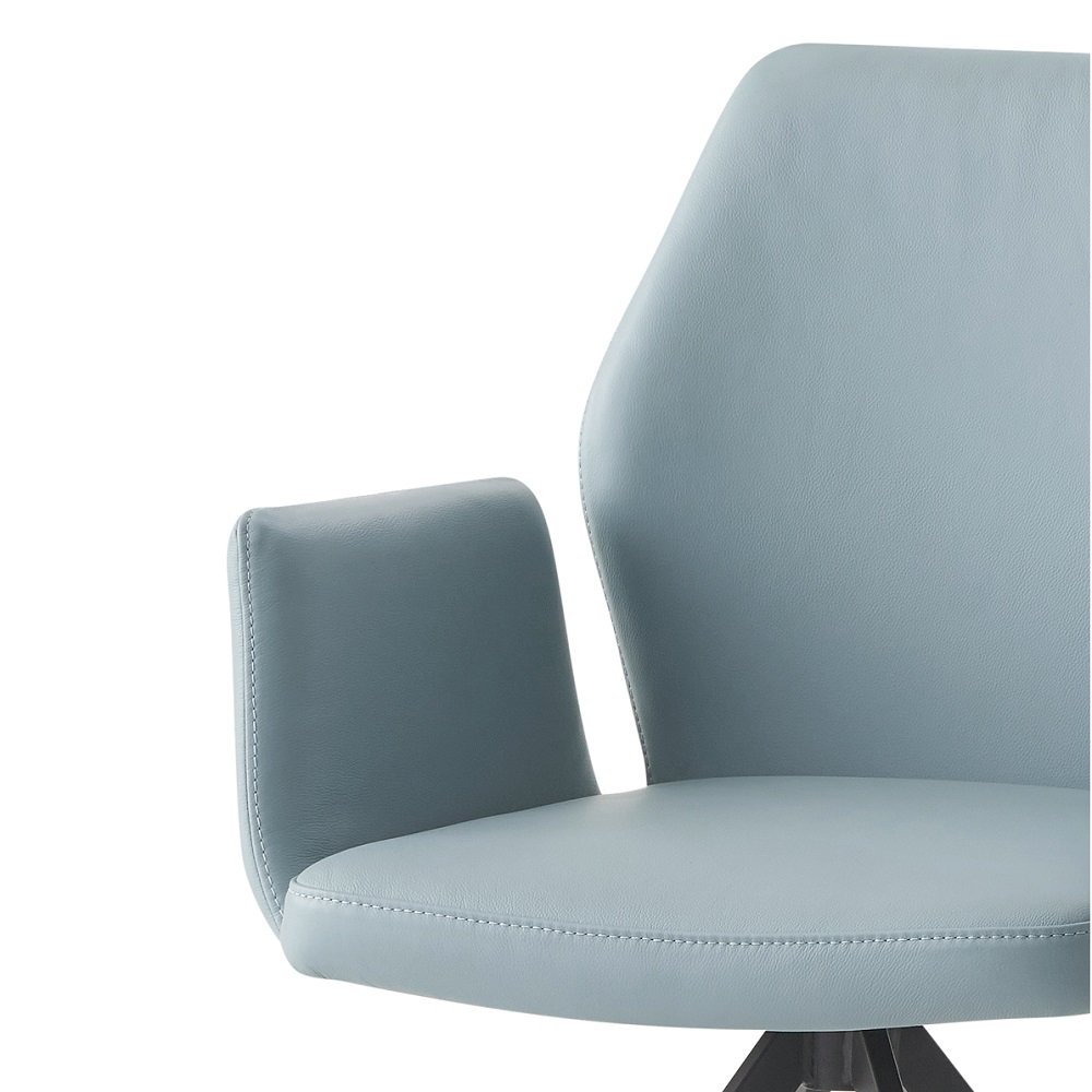 Segismunda Arm Chair w/Swivel Baby Blue Leather & Black. Picture 5