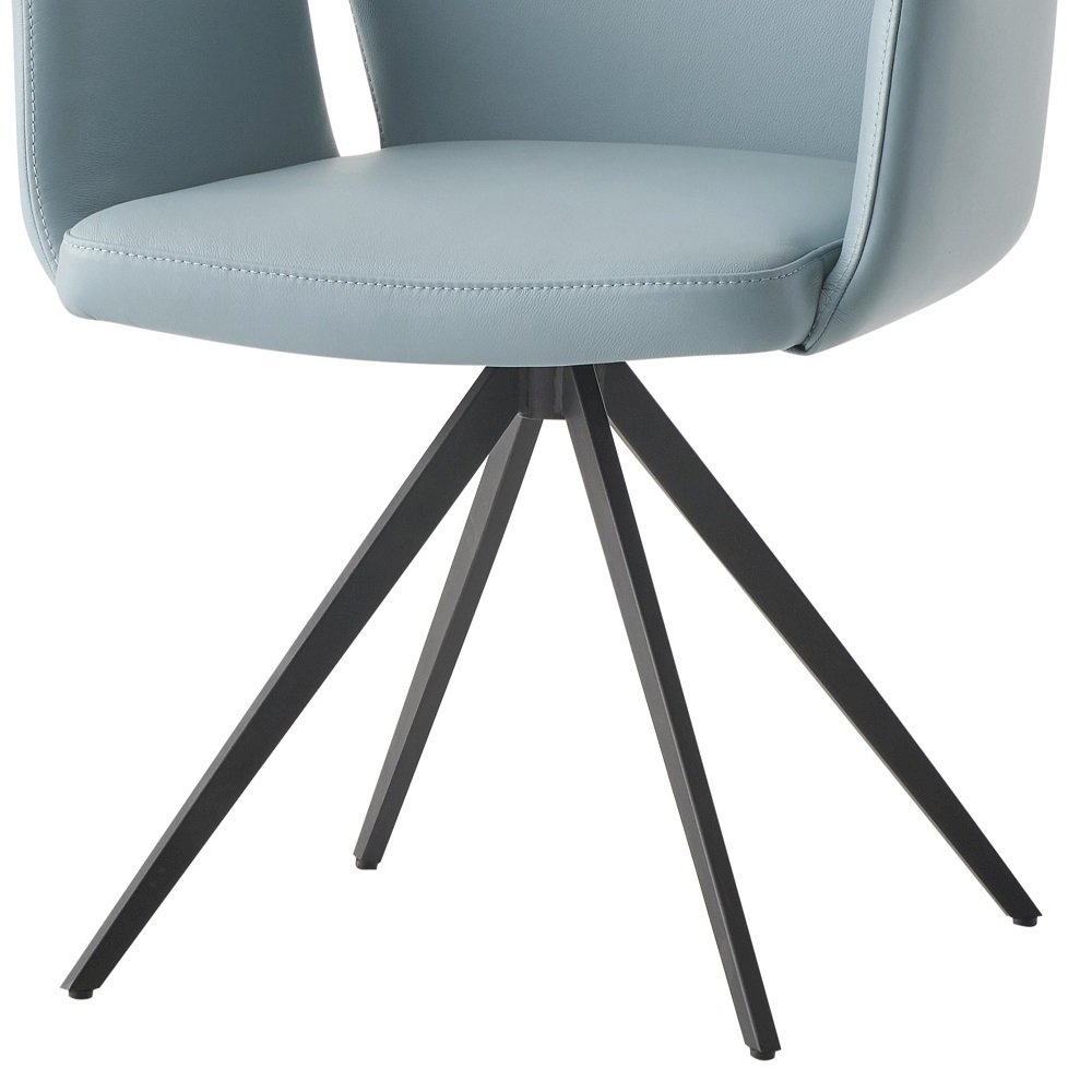 Segismunda Arm Chair w/Swivel Baby Blue Leather & Black. Picture 6
