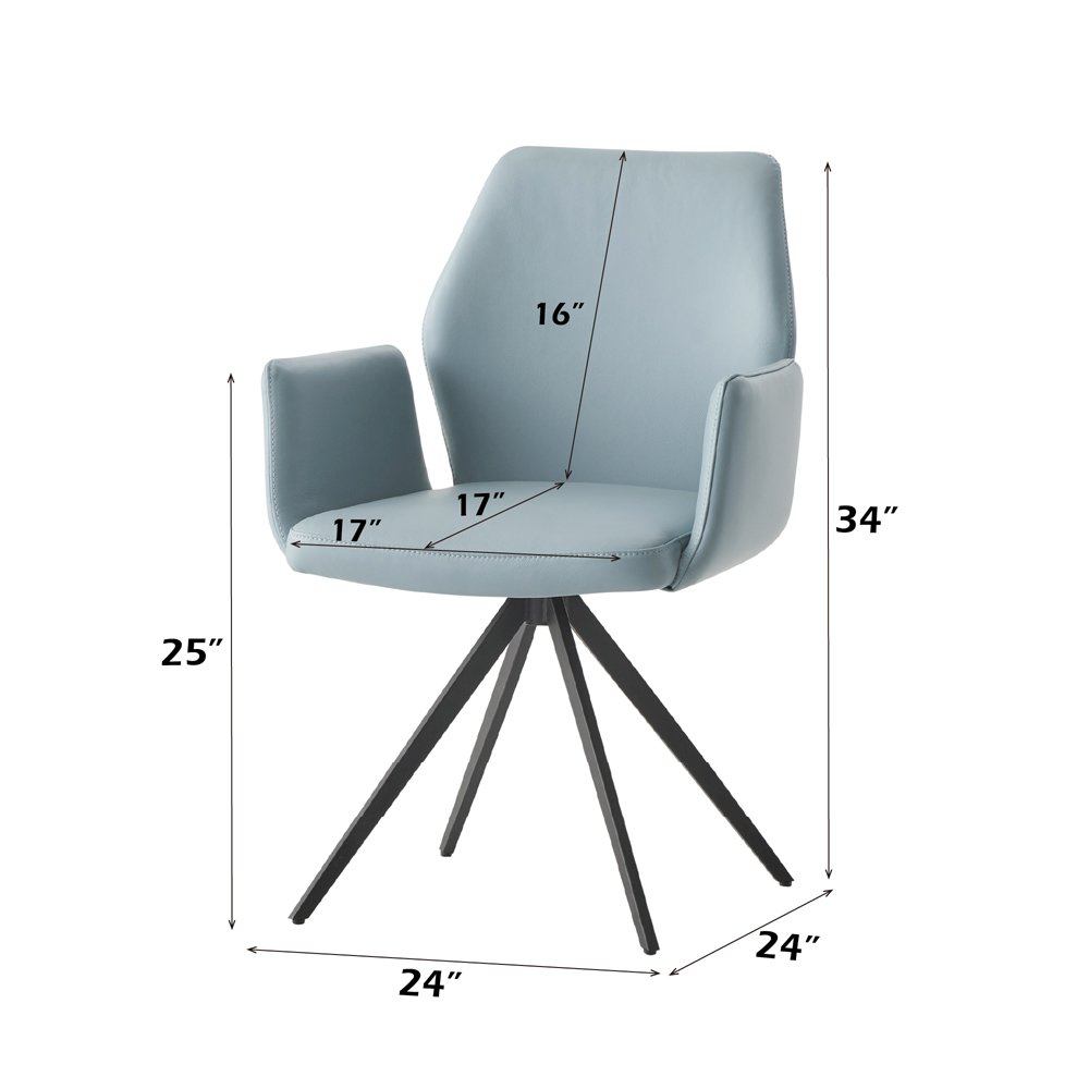 Segismunda Arm Chair w/Swivel Baby Blue Leather & Black. Picture 8