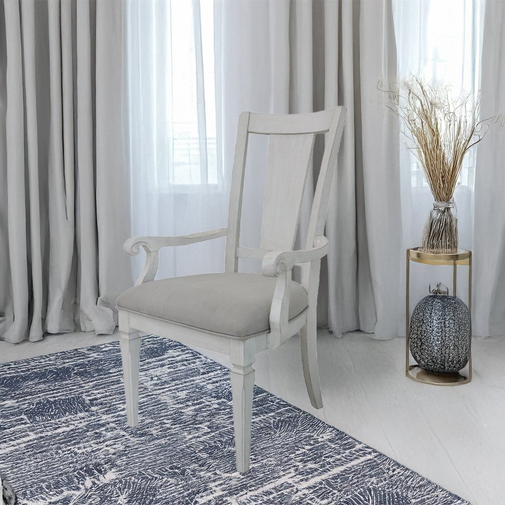 Katia Arm Chair (Set-2) Light Gray Linen & Weathered White. Picture 1