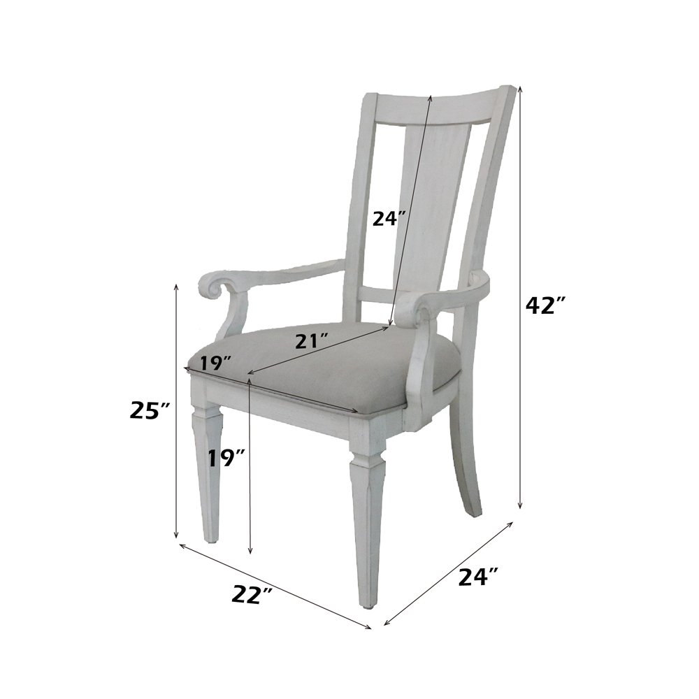 Katia Arm Chair (Set-2) Light Gray Linen & Weathered White. Picture 6
