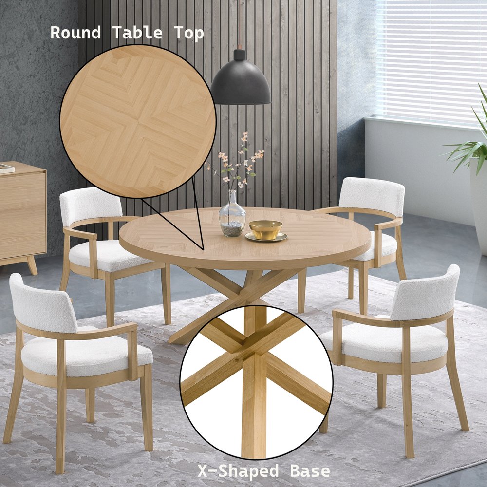 Kasem Round Dining Table Oak. Picture 6