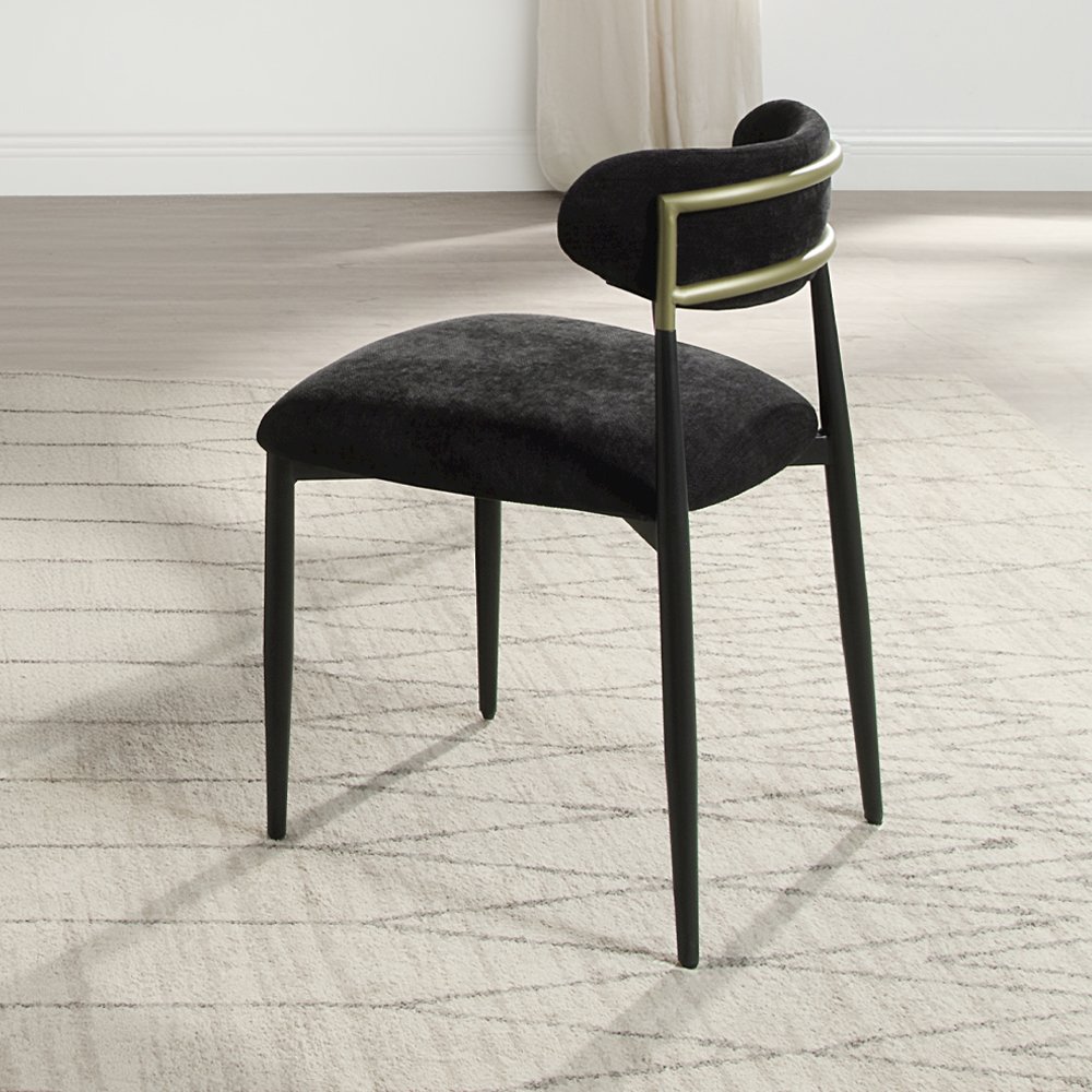 Jaramillo Side Chair (Set-2) Black Chenille & Black. Picture 2