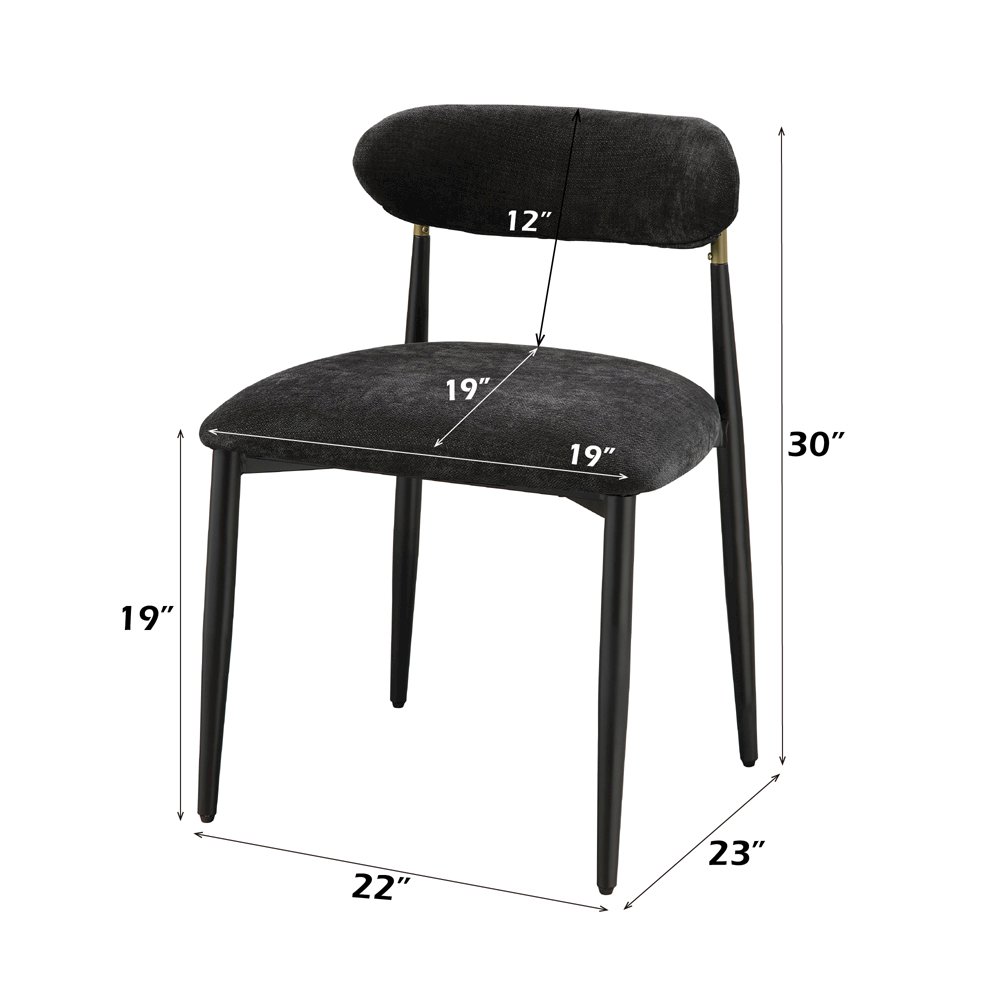 Jaramillo Side Chair (Set-2) Black Chenille & Black. Picture 8