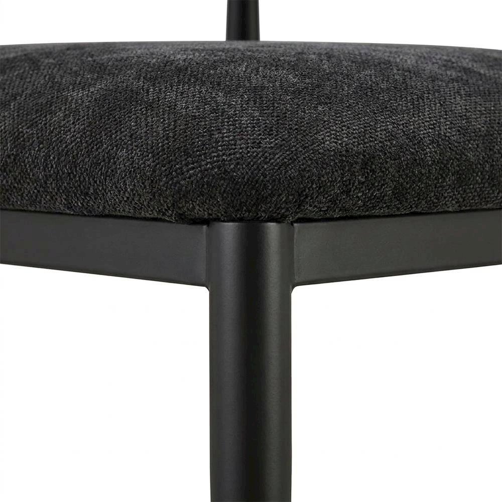 Chenille Dining Chairs, Set of 2, Black Chenille & Black. Picture 8