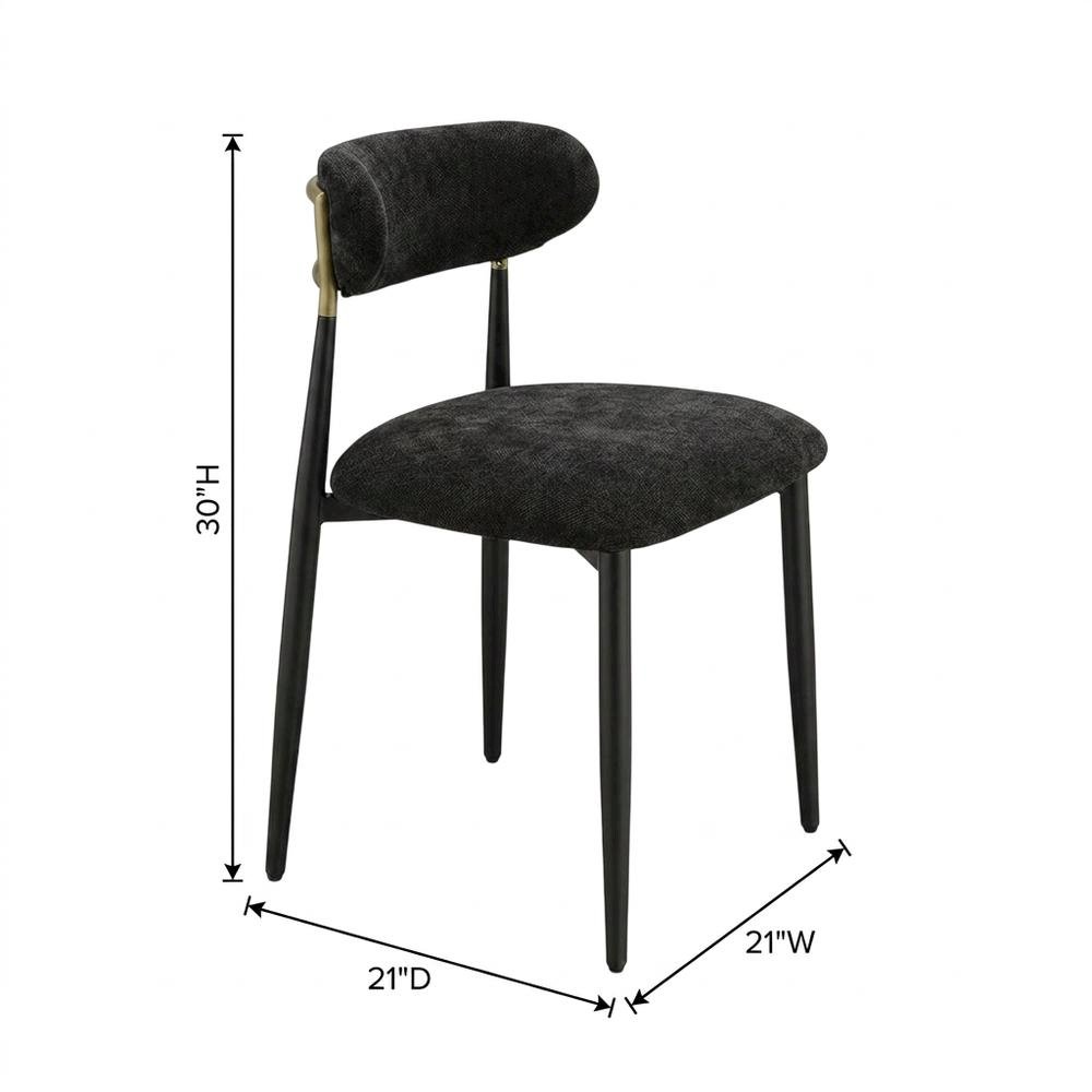 Chenille Dining Chairs, Set of 2, Black Chenille & Black. Picture 6