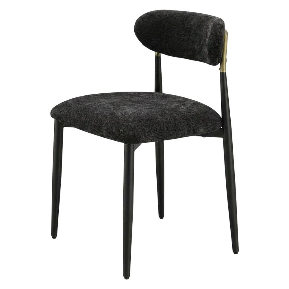 Chenille Dining Chairs, Set of 2, Black Chenille & Black. Picture 5