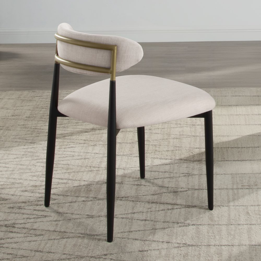 Jaramillo Side Chair (Set-2) Beige Linen & Black. Picture 2