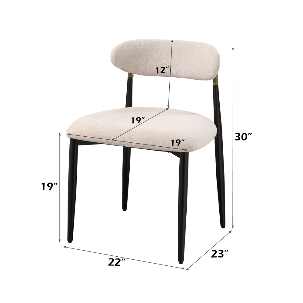 Jaramillo Side Chair (Set-2) Beige Linen & Black. Picture 8