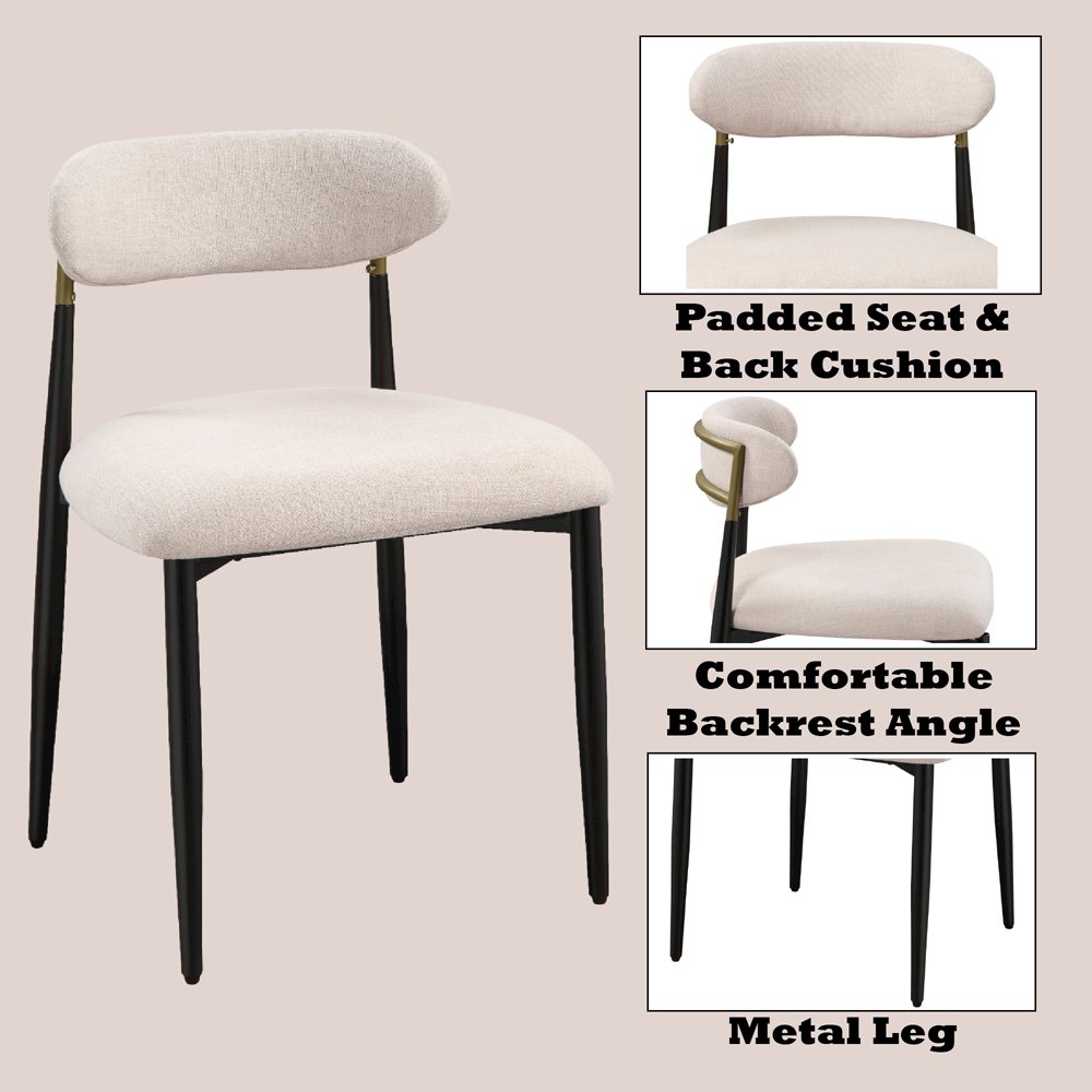 Jaramillo Side Chair (Set-2) Beige Linen & Black. Picture 9