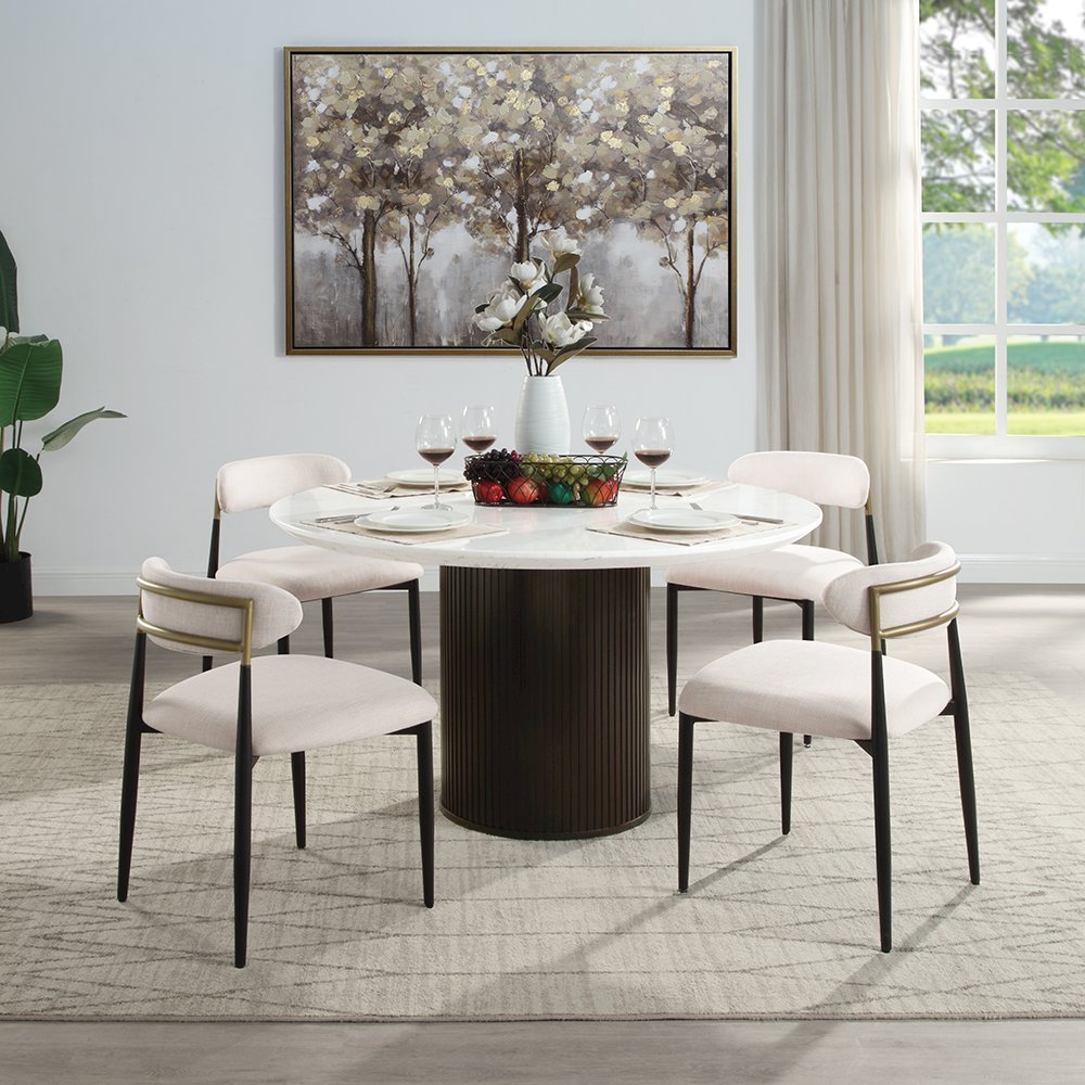 Jaramillo Side Chair (Set-2) Beige Linen & Black. Picture 7