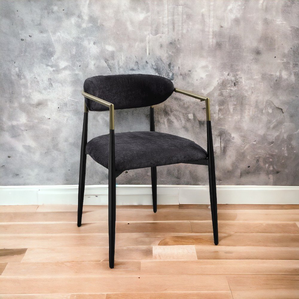 Jaramillo Arm Chair (Set-2) Black Chenille & Black. Picture 7