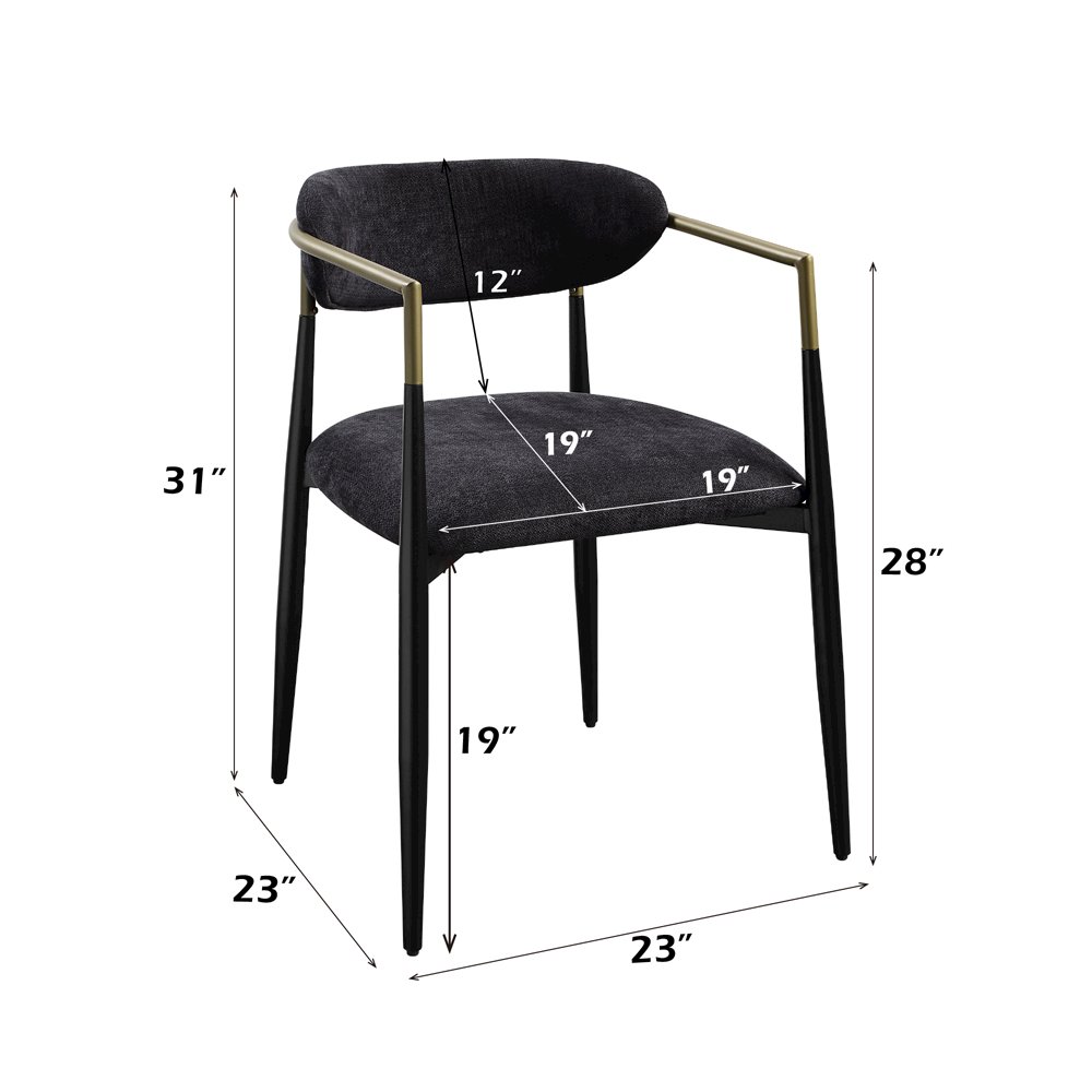 Jaramillo Arm Chair (Set-2) Black Chenille & Black. Picture 9