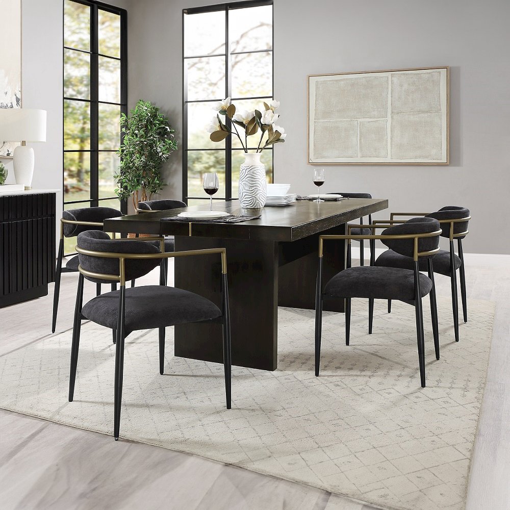 Jaramillo Arm Chair (Set-2) Black Chenille & Black. Picture 6