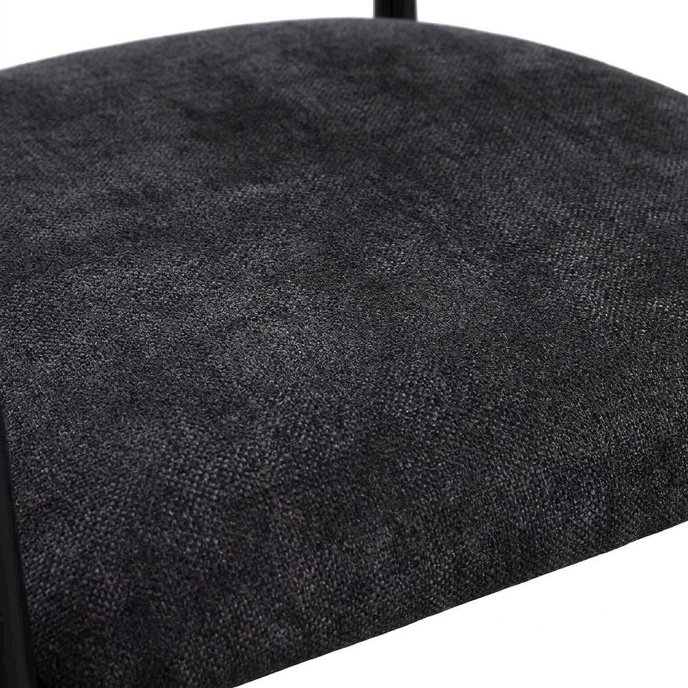 Chenille Accent Armchair with Wood and Metal Frame, Black Chenille & Black, Set of 2. Picture 7