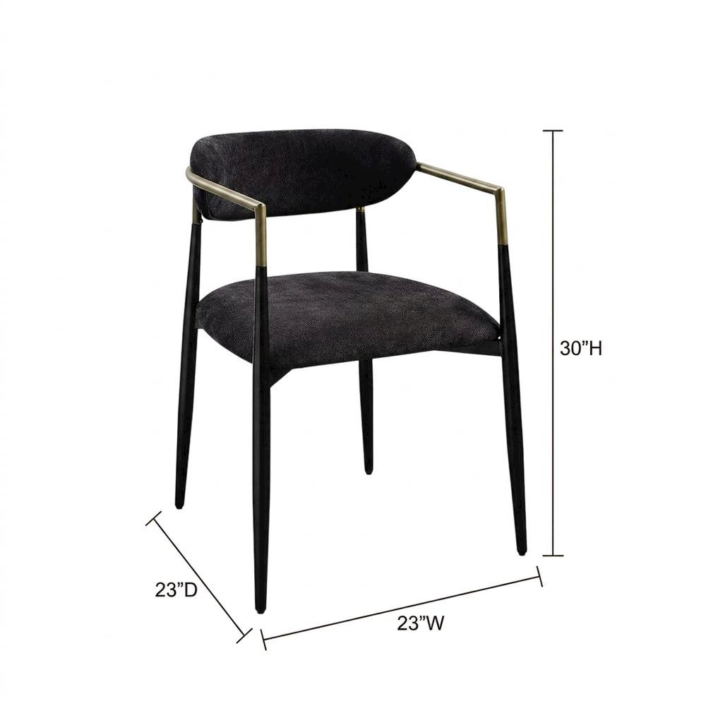 Chenille Accent Armchair with Wood and Metal Frame, Black Chenille & Black, Set of 2. Picture 6